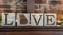 Load image into Gallery viewer, HOME Engraved Wood Block Reversible Set LOVE