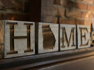 HOME Engraved Wood Block Reversible Set LOVE